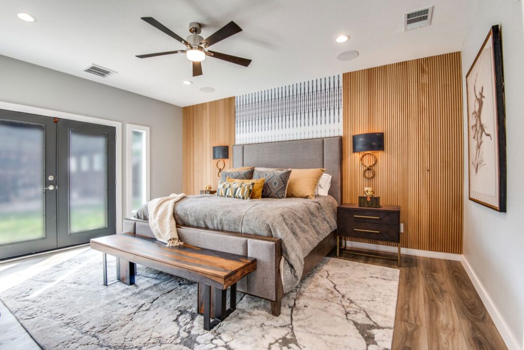 Wood Trim Accent Wall in Bedroom